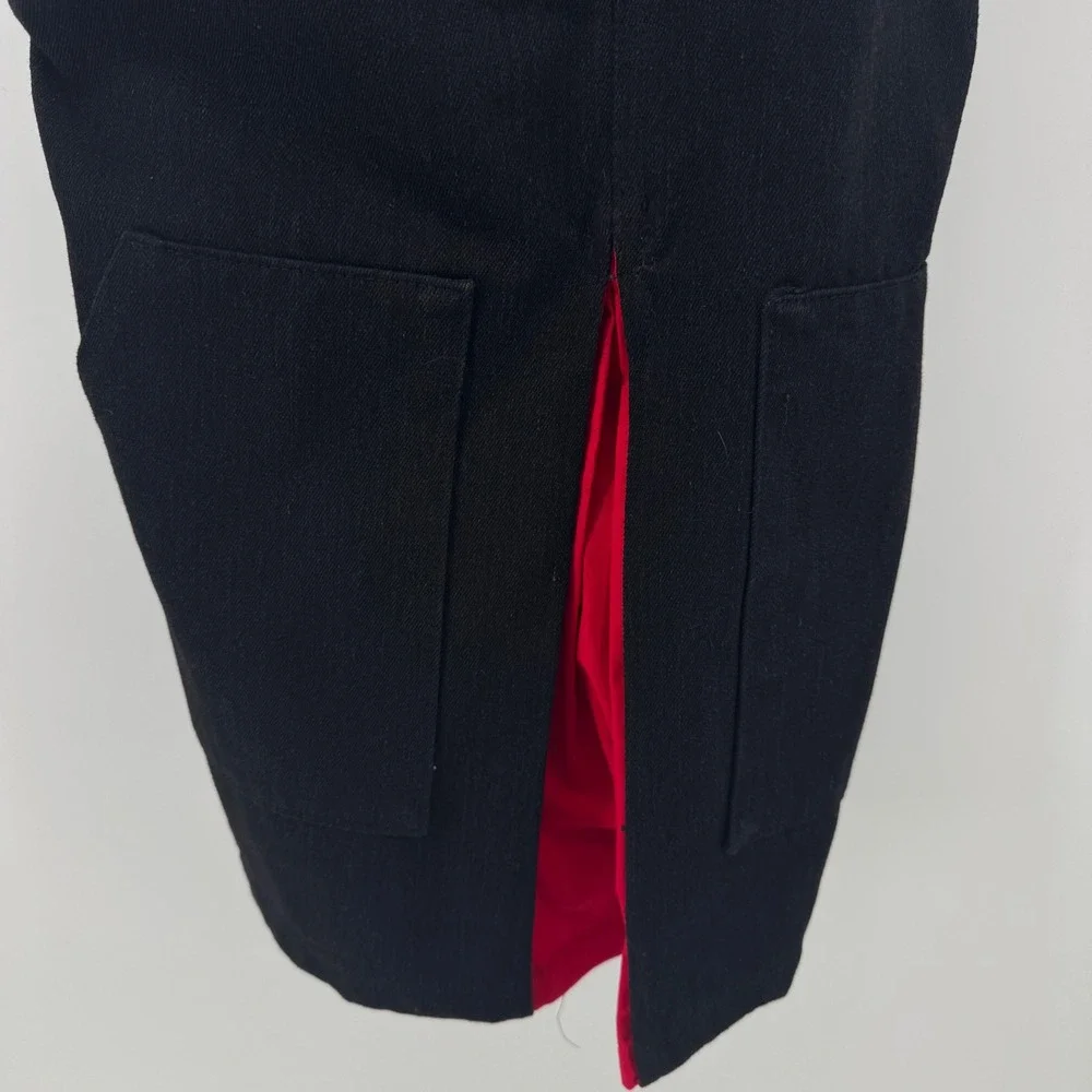 Disney Mickey Mouse Black Denim‎ Pinafore Dress Red Contrast Kids Small